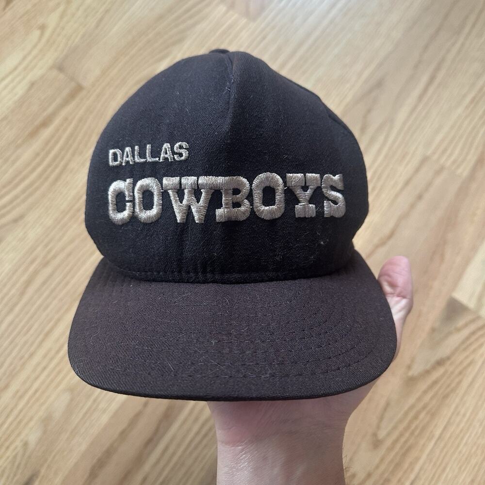 Men's Vintage 90's AJD Dallas Cowboys Spell Out Navy Blue Wool Snapback Hat Cap